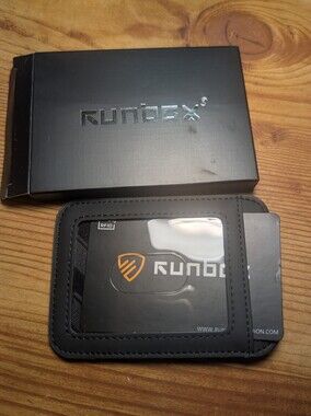 RUNBOX RFID Card ID Holder Wallet in Black Leather